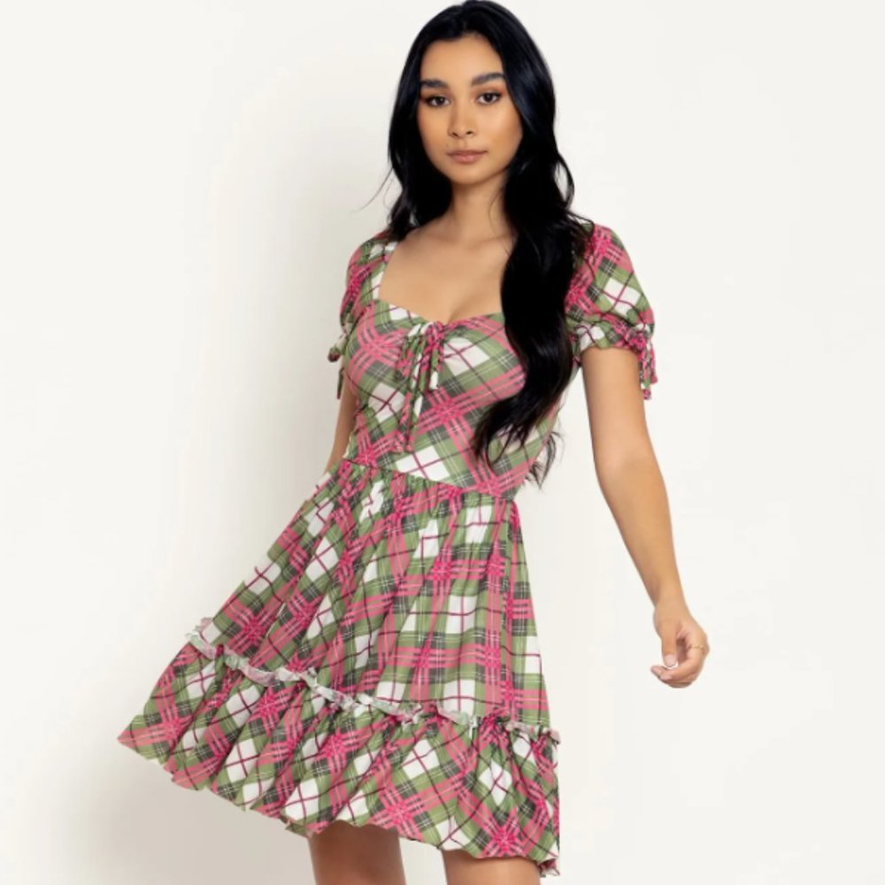 Blackmilk Tartan Holly Plaid Short Tea Party Dress